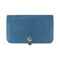 Hermes Dogon GM Blue Jean Silver Togo Wallet
