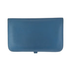 Hermes Dogon GM Blue Jean Silver Togo Wallet — view 2
