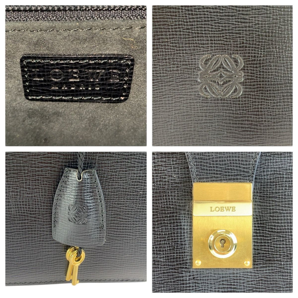 Loewe Anagram Black Gold Leather Business Briefcase — view 3