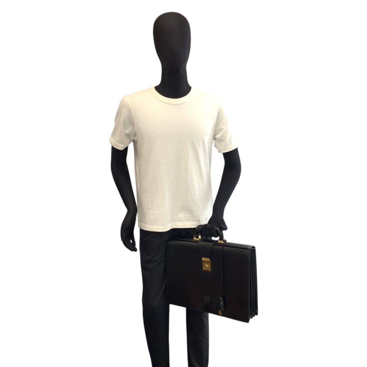 Loewe Anagram Black Gold Leather Business Briefcase — view 6