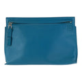 Loewe Anagram Turquoise Blue Silver Leather Clutch