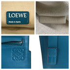Loewe Anagram Turquoise Blue Silver Leather Clutch — view 3