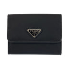 Prada Tessuto Triangular Black Silver Nylon Compact Wallet