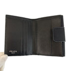 Prada Tessuto Triangular Black Silver Nylon Compact Wallet — view 4