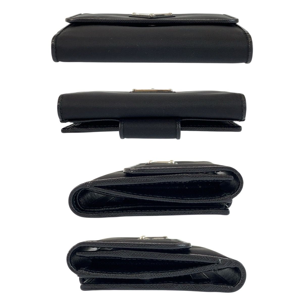 Prada Tessuto Triangular Black Silver Nylon Compact Wallet — view 9