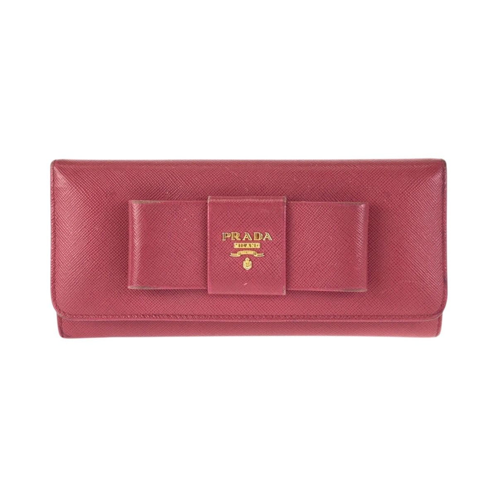 Prada Saffiano Ribbon Pink Gold Leather Wallet