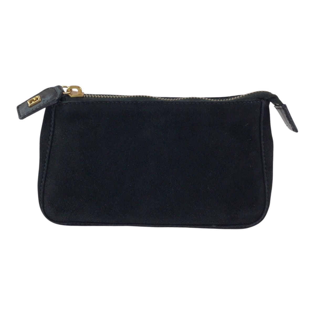 Fendi Vintage Black Gold Nubuck Pouch Makeup Case