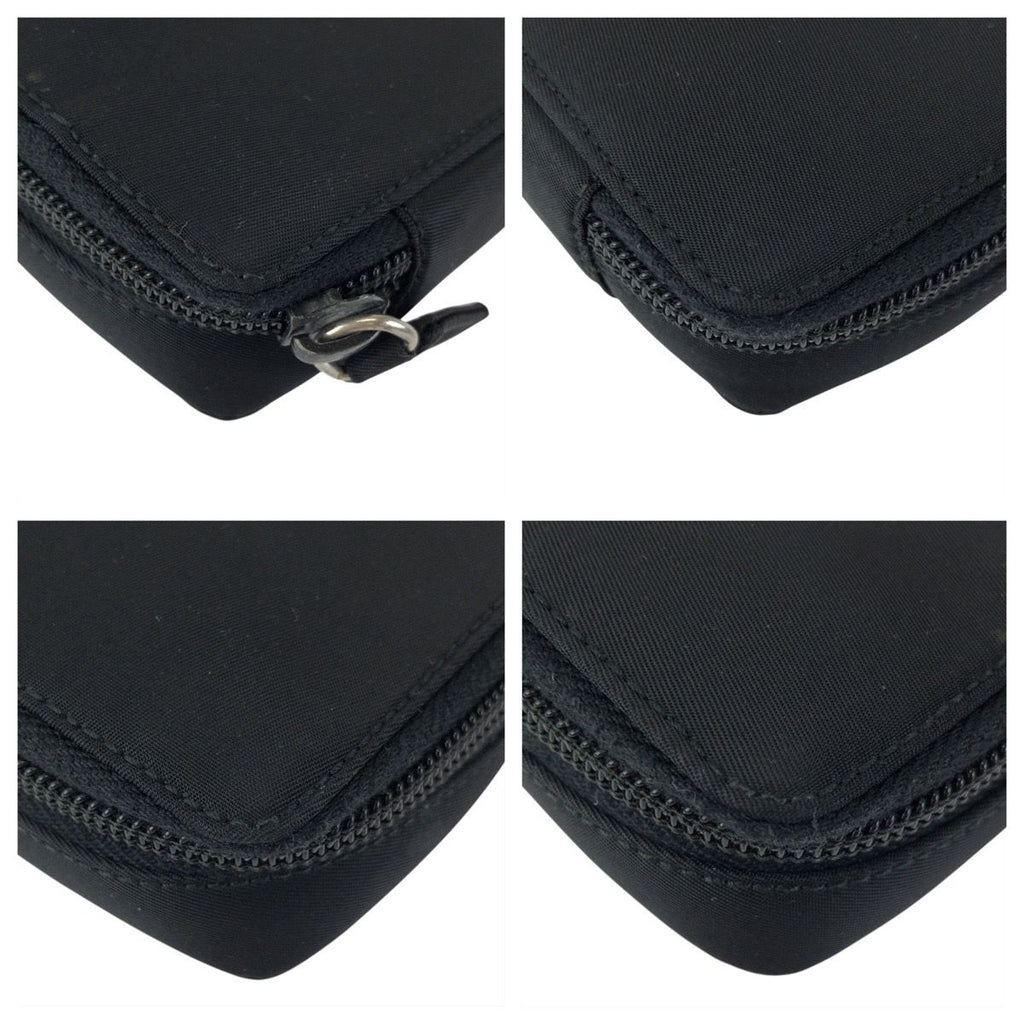 Prada Tessuto Black Silver Nylon Pouch Makeup Case — view 4
