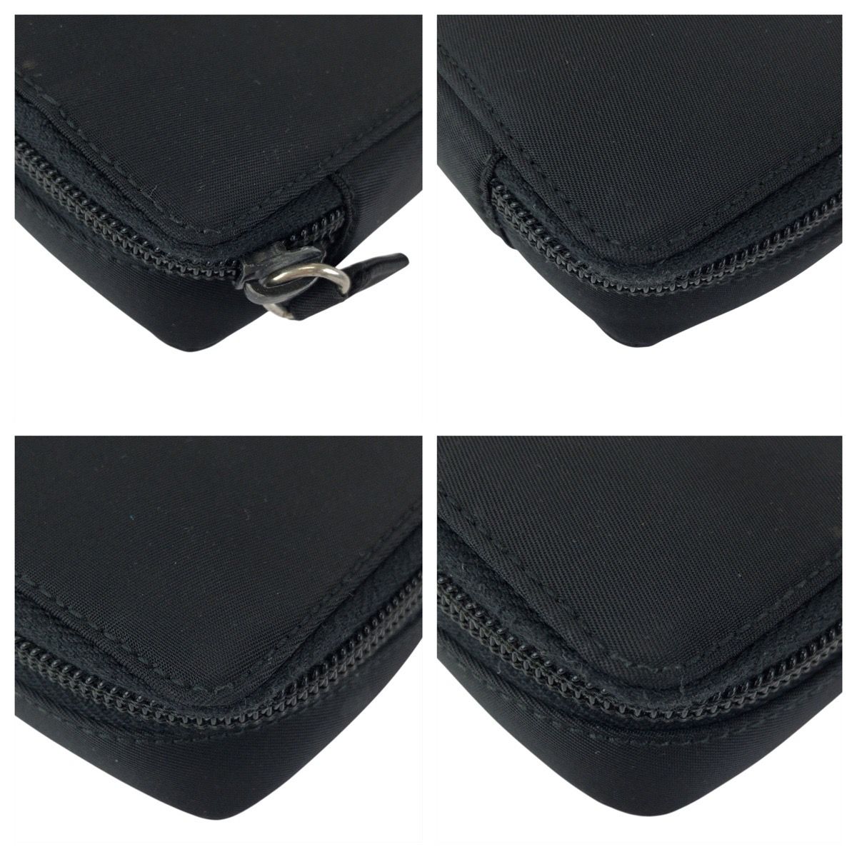 Prada Tessuto Black Silver Nylon Pouch Makeup Case — view 4