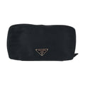 Prada Tessuto Black Silver Nylon Pouch Makeup Case
