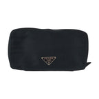 Prada Tessuto Black Silver Nylon Pouch Makeup Case