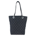 Gucci GG Pattern Black Silver Canvas Tote Shoulder Bag