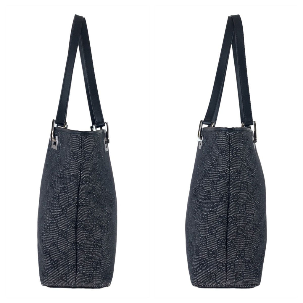 Gucci GG Pattern Black Silver Canvas Tote Shoulder Bag — view 6
