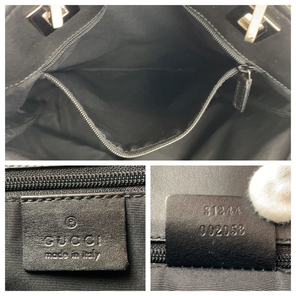 Gucci GG Pattern Black Silver Canvas Tote Shoulder Bag — view 4