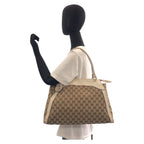 Gucci Trophy Beige Ivory GG Canvas Leather Tote Shoulder Bag — view 7