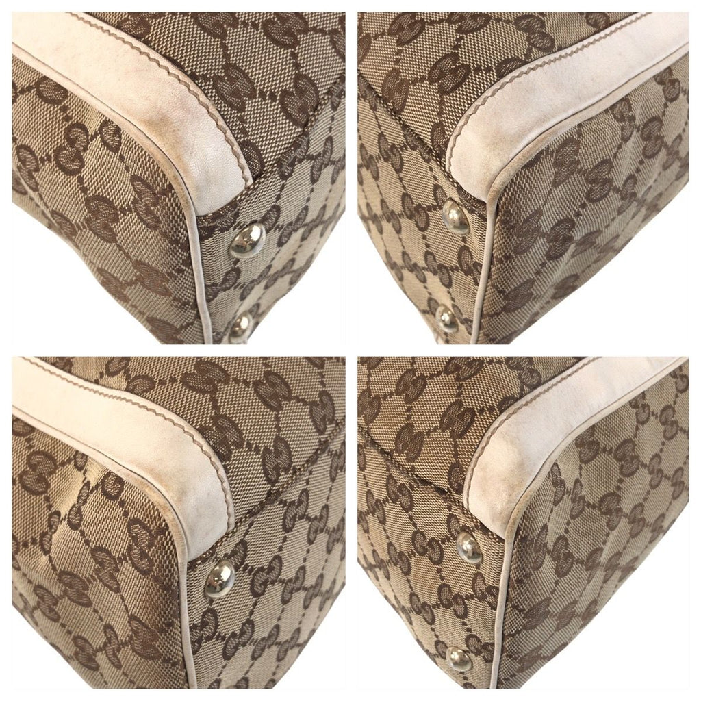 Gucci Trophy Beige Ivory GG Canvas Leather Tote Shoulder Bag — view 3