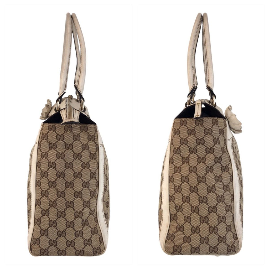 Gucci Trophy Beige Ivory GG Canvas Leather Tote Shoulder Bag — view 8