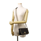 Chanel Chain Shoulder Bag Quilted CC Logo Caviar Leather Black — view 4