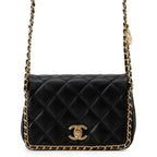 Chanel Chain Shoulder Bag Quilted CC Logo Caviar Leather Black