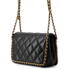 Chanel Chain Shoulder Bag Quilted CC Logo Caviar Leather Black — view 2