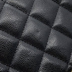 Chanel Chain Shoulder Bag Quilted CC Logo Caviar Leather Black — view 8