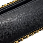 Chanel Chain Shoulder Bag Quilted CC Logo Caviar Leather Black — view 7