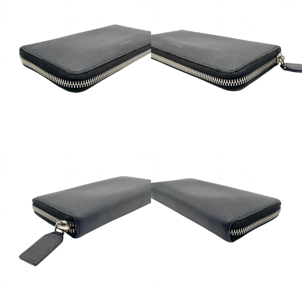 Saint Laurent Wallet Zip Around Leather Navy YSL Logo Classic Vintage Retro — view 8