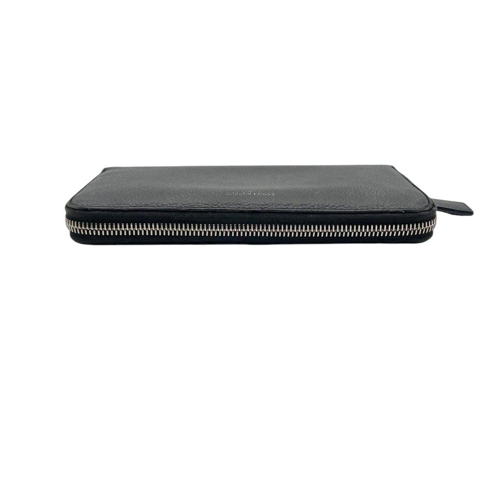 Saint Laurent Wallet Zip Around Leather Navy YSL Logo Classic Vintage Retro — view 6