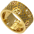 Gucci Icon Star Wide Diamond Ring 18k Yellow Gold