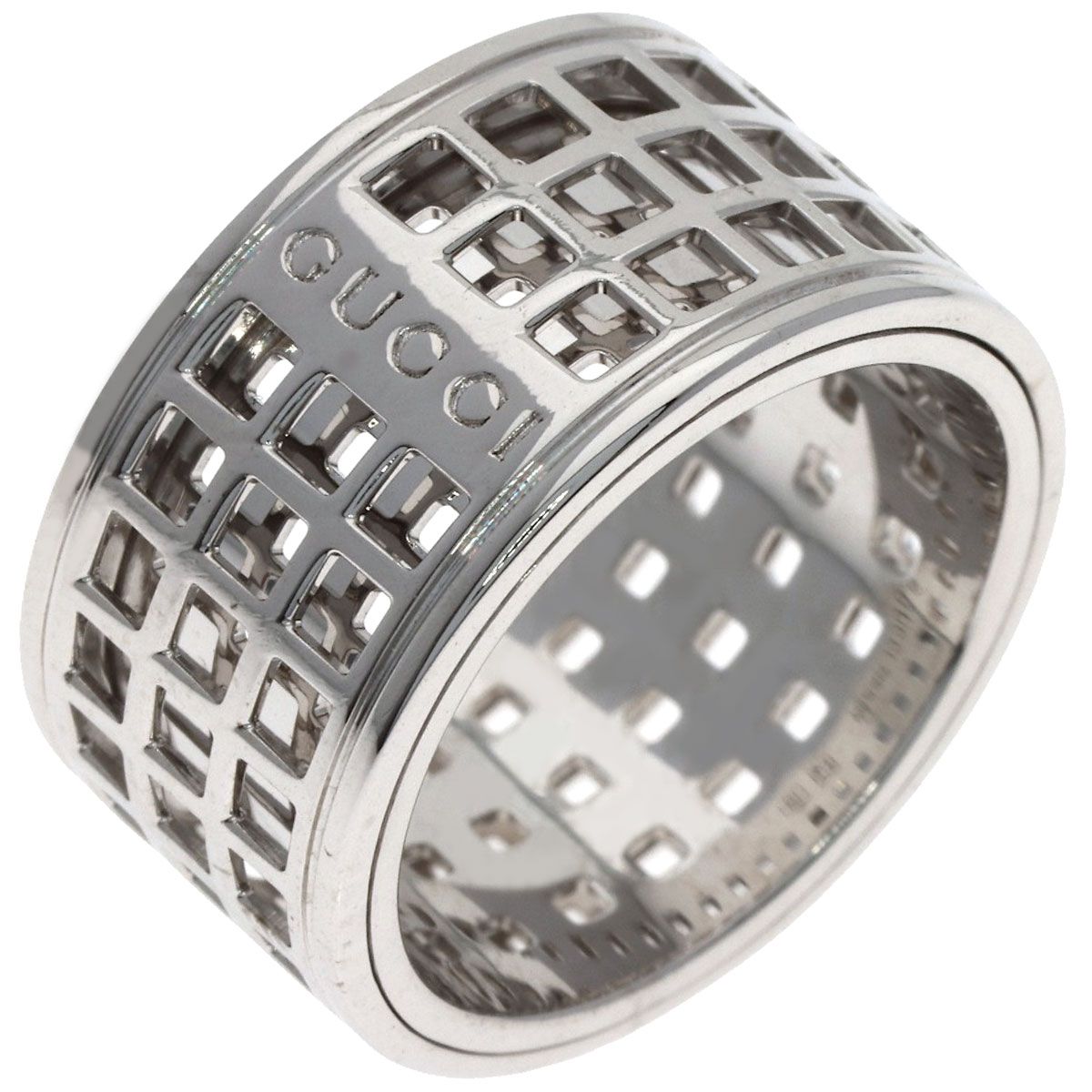 Gucci Scroll Wide Ring 18k White Gold