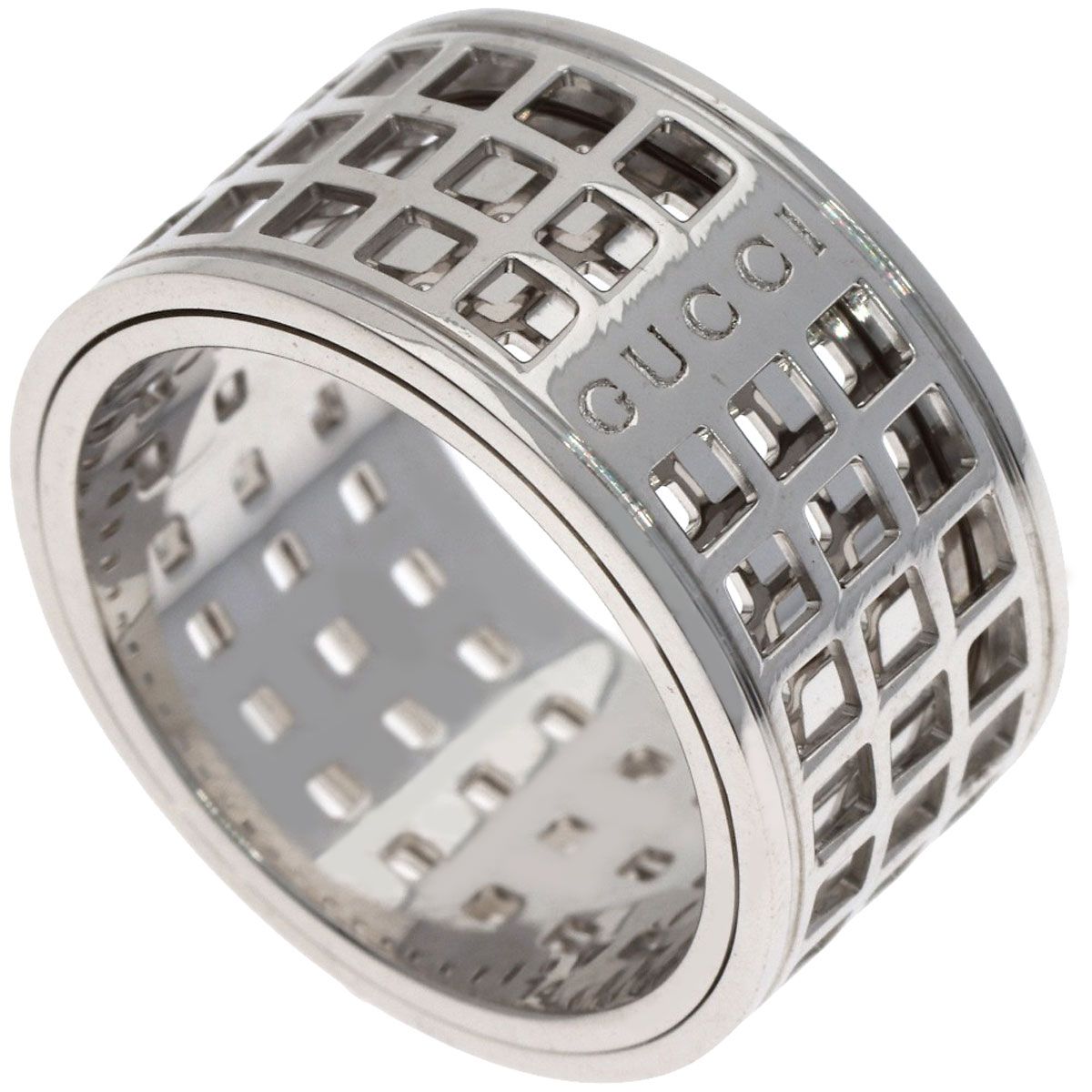 Gucci Scroll Wide Ring 18k White Gold