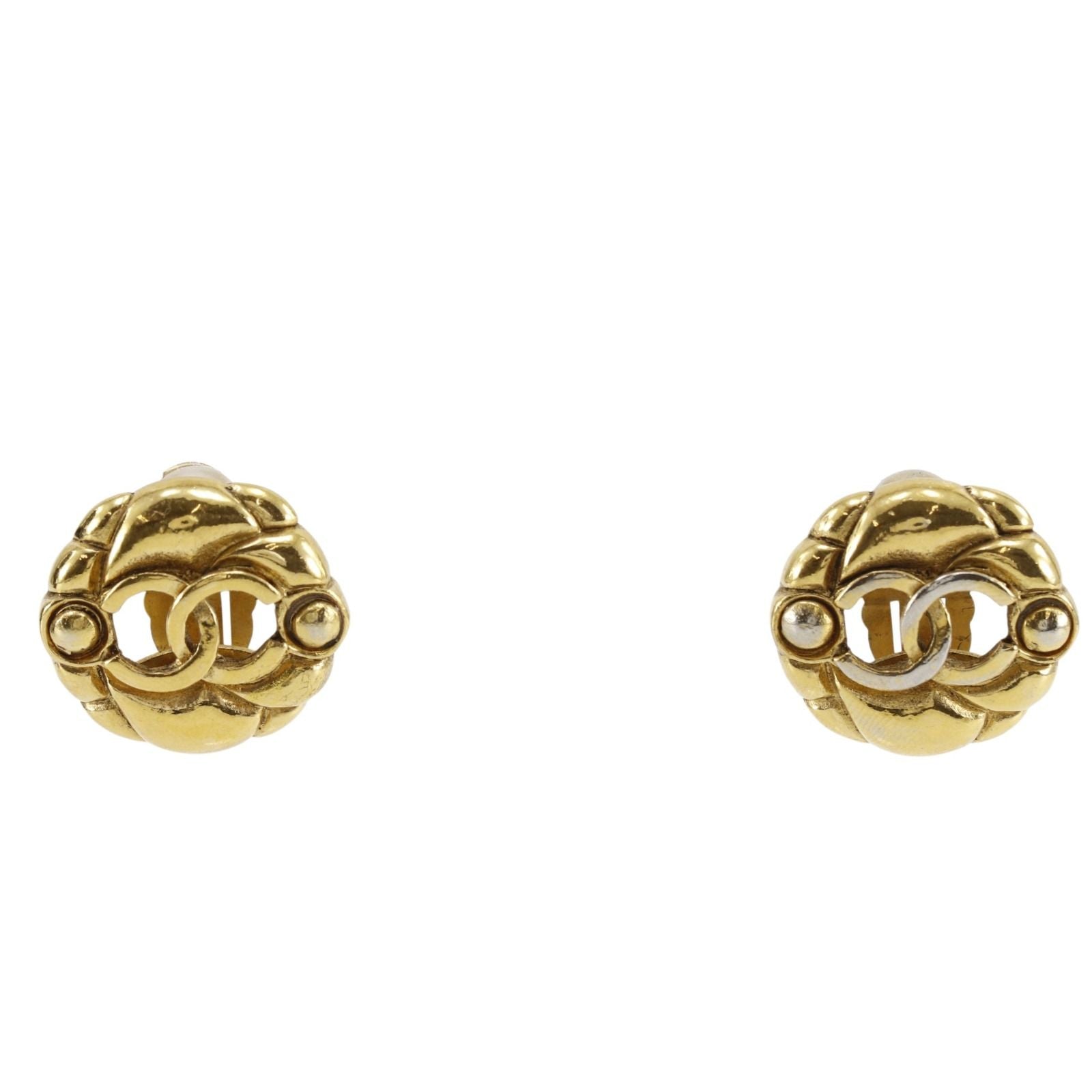 Chanel CC Logo Vintage Gold Plated 23 Earrings