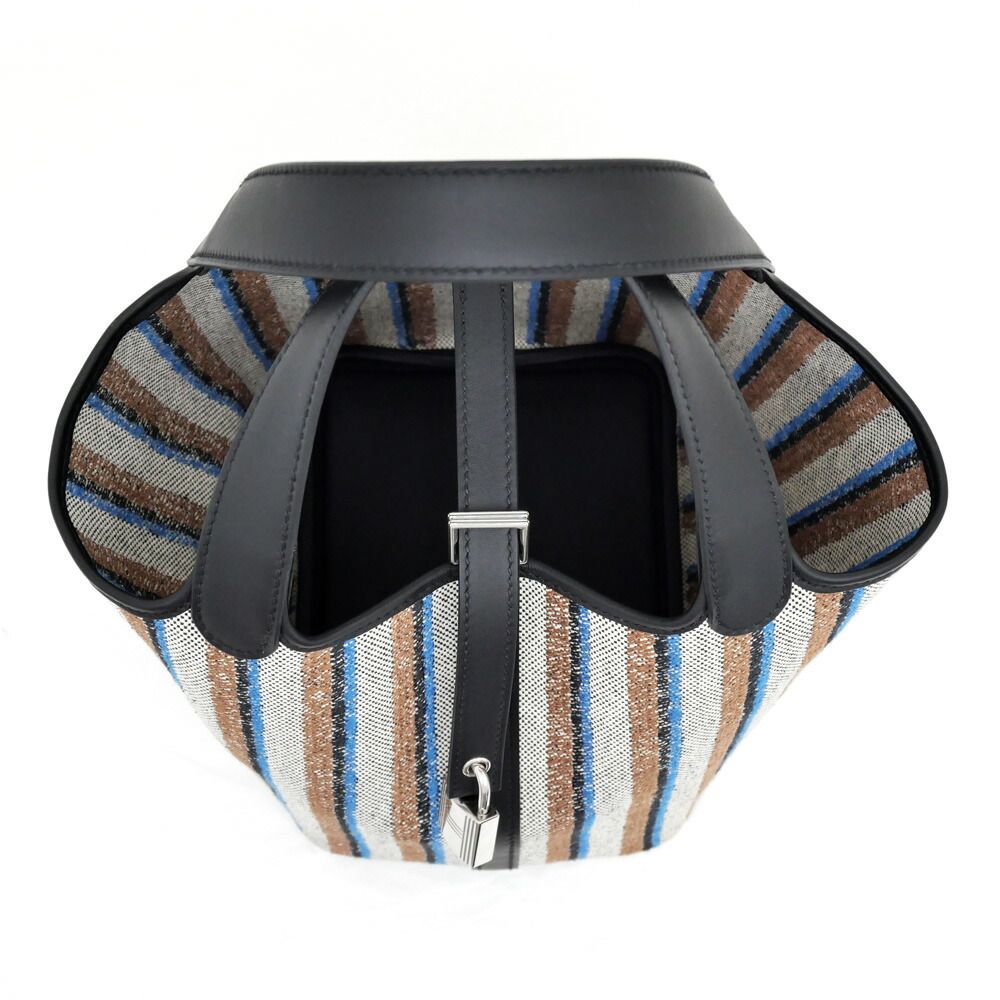 Hermes Picotin Lock PM Couverture Toile Ash Swift Black Ecru Brown Blue Silver — view 3