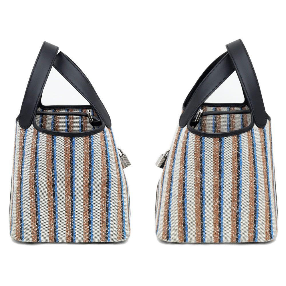 Hermes Picotin Lock PM Couverture Toile Ash Swift Black Ecru Brown Blue Silver — view 5