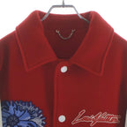Louis Vuitton Yayoi Kusama Wool Leather Trim Varsity Jacket Stadium Jean Red Mjy — view 3