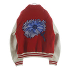 Louis Vuitton Yayoi Kusama Wool Leather Trim Varsity Jacket Stadium Jean Red Mjy