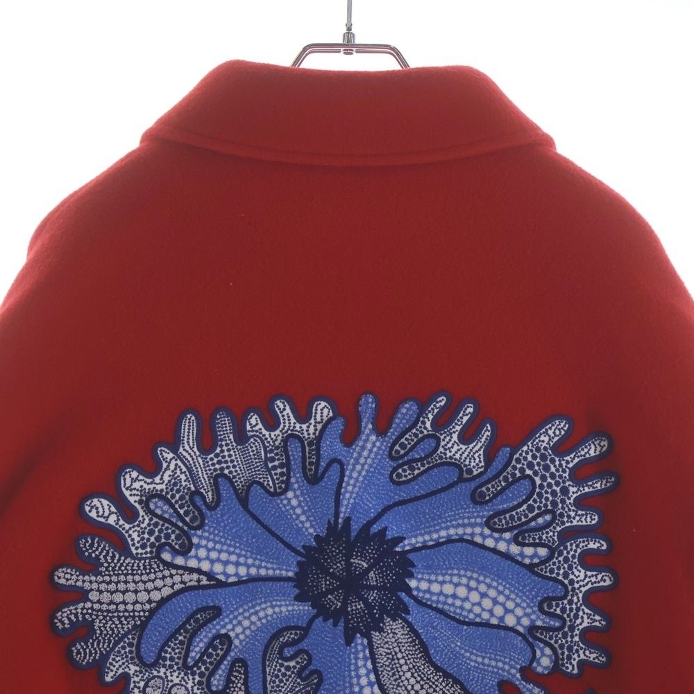 Louis Vuitton Yayoi Kusama Wool Leather Trim Varsity Jacket Stadium Jean Red Mjy — view 4