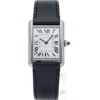 Cartier Tank Mast LM Watch Solar Beat Box SS Leather Silver Polished — view 2