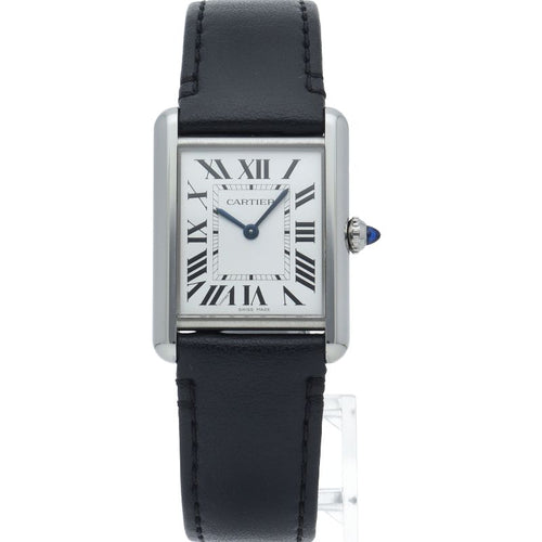 Cartier Tank Mast LM Watch Solar Beat Box SS Leather Silver Polished — view 2