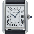 Cartier Tank Mast LM Watch Solar Beat Box SS Leather Silver Polished