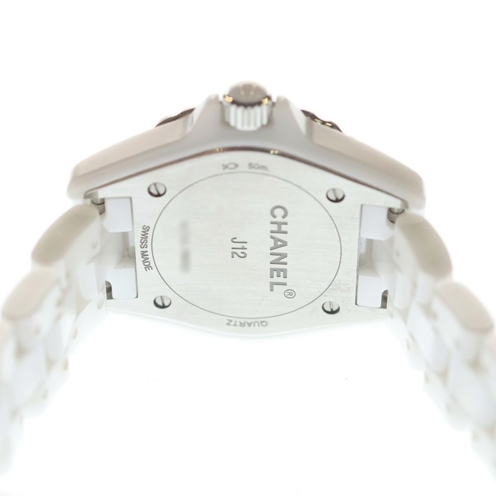 Chanel Shell Dial Bezel Diamond Watch White Rhinestone Ce SS Quartz — view 5
