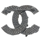 Chanel CC Logo Flower Brooch Pin Badge Metal Resin Rhinestone Gunmetal — view 2