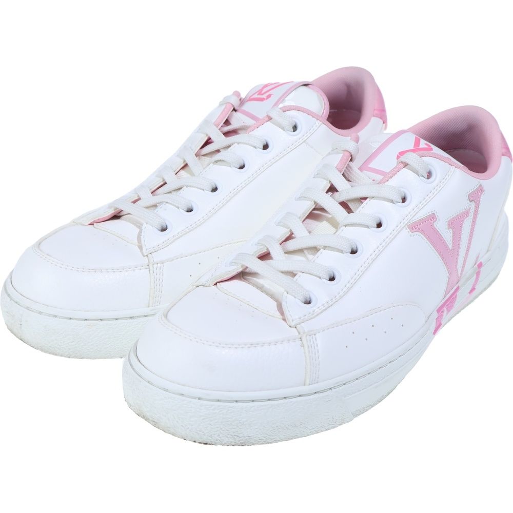Louis Vuitton Charlie Line Leather Sneakers White Pink — view 2