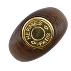 Hermes Series Wood Gold Plated Brown Ring