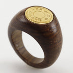 Hermes Series Wood Gold Plated Brown Ring