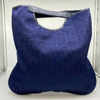 Celine Handbag Macadam Canvas Navy Blue Business Vertical — view 2