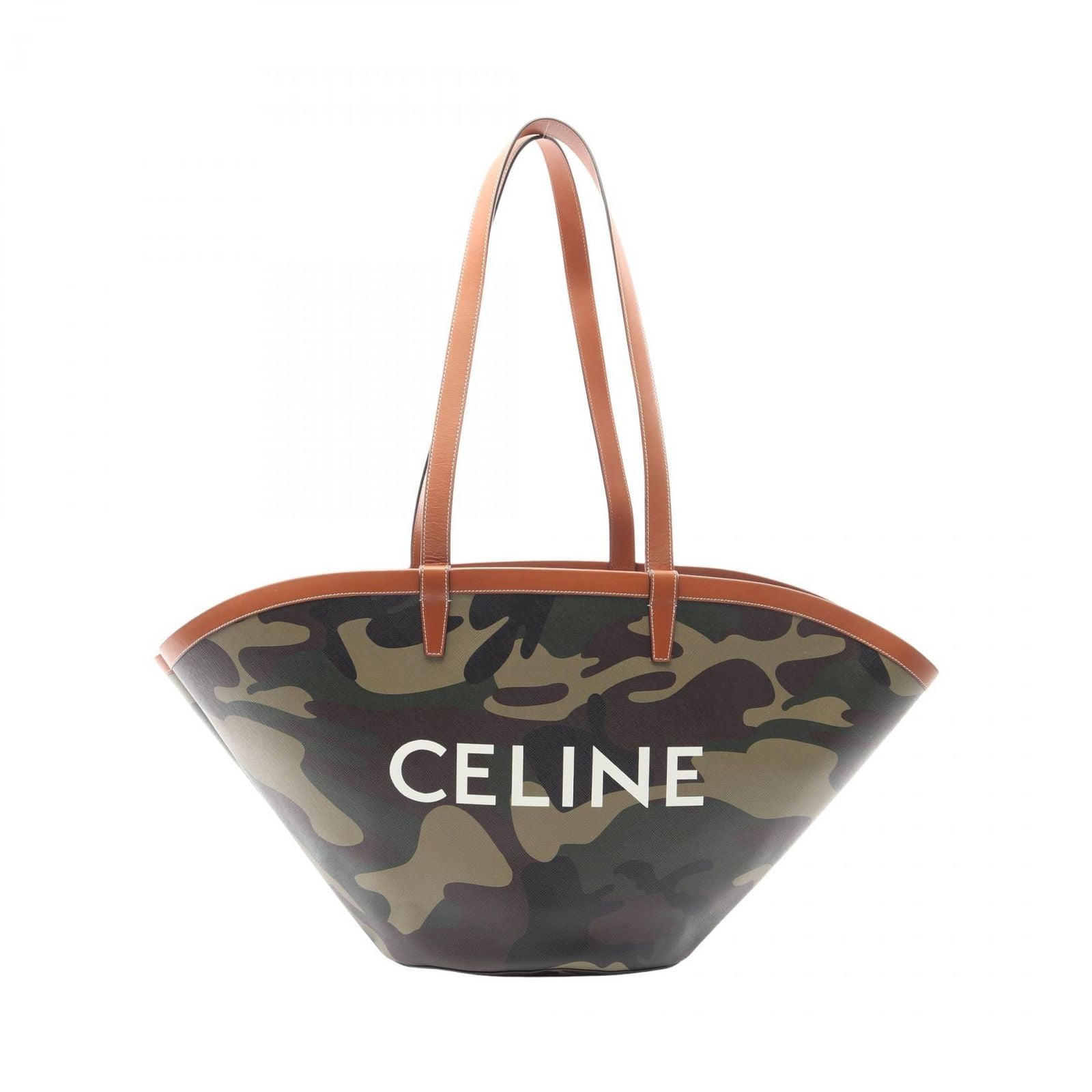 Celine Shoulder Bag Coufan Camouflage Khaki Green Canvas Leather
