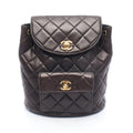 Chanel Backpack Quilted Black Lambskin Double Turnlock Chain