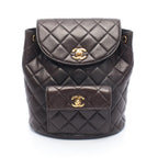 Chanel Backpack Quilted Black Lambskin Double Turnlock Chain