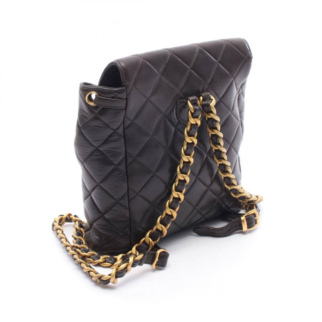 Chanel Backpack Quilted Black Lambskin Double Turnlock Chain — view 2